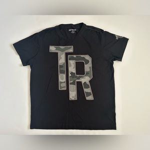 True Religion Camo TR Logo Letters Black T-Shirt Sz. XL.